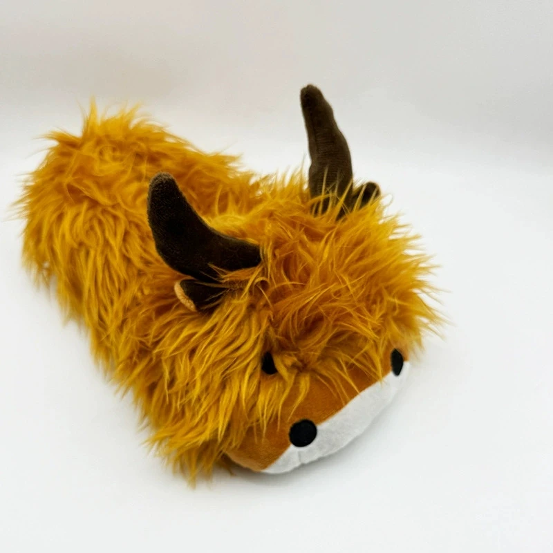 Women Woman Man Men Highland Cow Plush Fuzzy Fluffy Indoor Home Slippers with Non-slip Grips