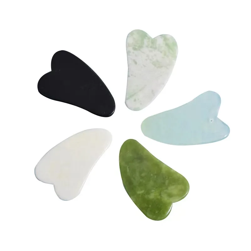 Natural Green Jade Gua Sha Stone Smooth Cold Muscle Relaxation Massage small gua sha Scraper Tools Body Gouache Face Set
