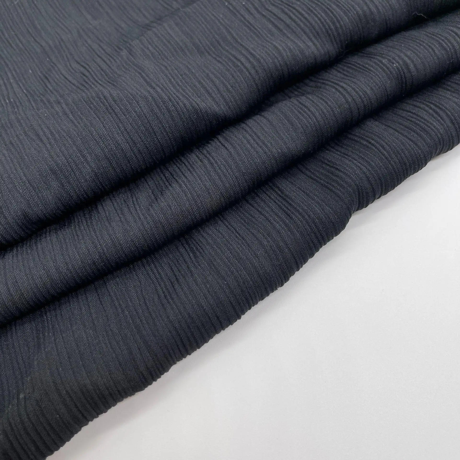 Дубайский мусульманский мягкий гофрированный полиэстер шифон черный Nida креп ткань для турецкого