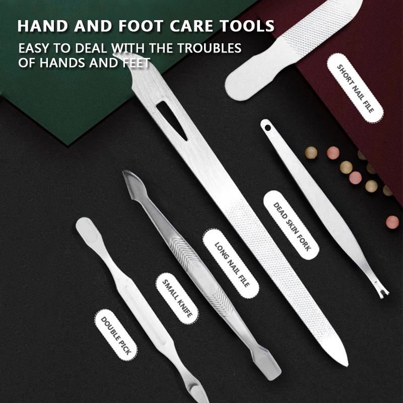 16pcs Professional Manicure Set Pedicure Knife Toe Nail Clipper Cuticle Dead Skin Remover Kit Stainless Steel Feet Care Tool Set
