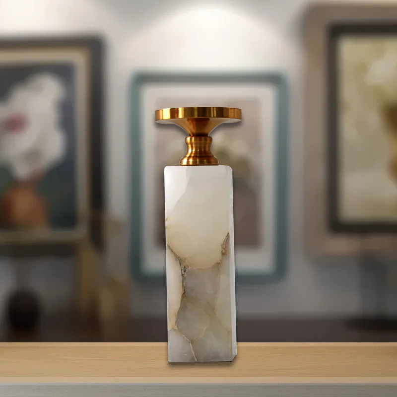 Top Quality Nordic Candle Holder Custom Size White Marble Wedding Candlesticks For Home