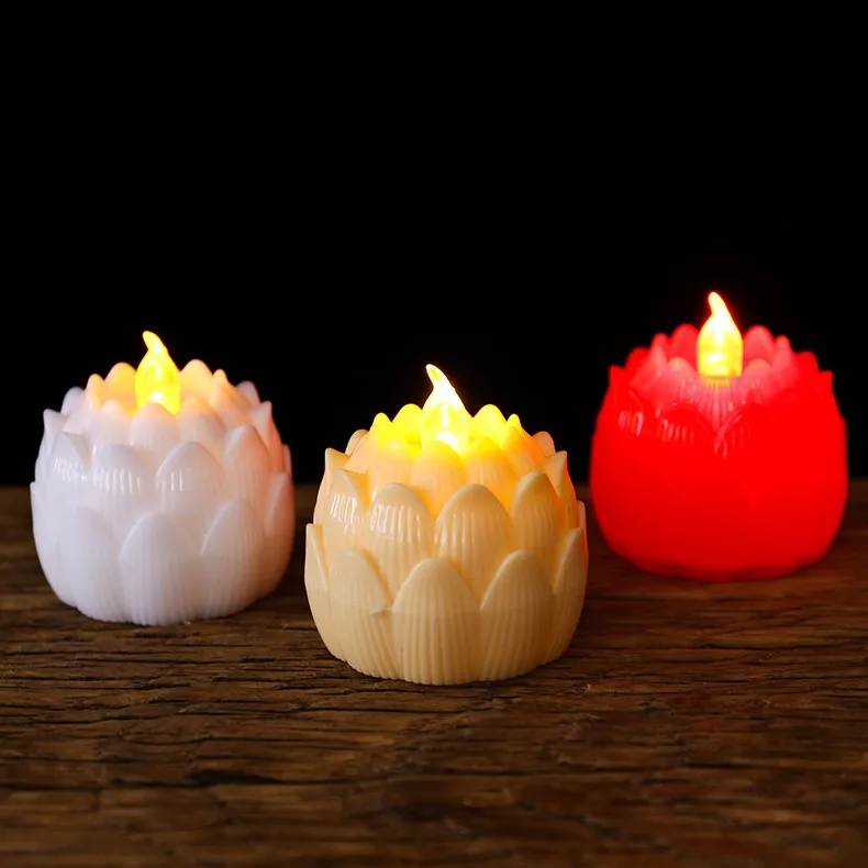 Wholesale Plastic Lotus Electric LED Candle Flameless Light Candle Flickering Lights Electronic Swing Colour Flower Led Candles