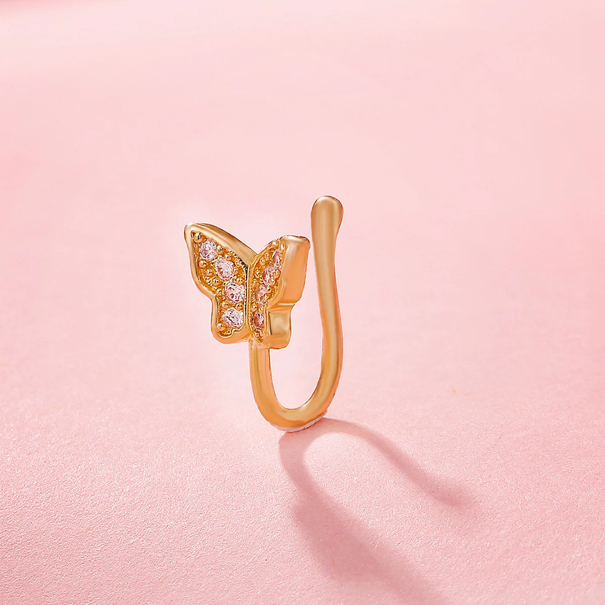 Piercing Jewelry Butterfly Non-pierced Nose Clip Copper Inlaid Zircon U-shaped Nose ring