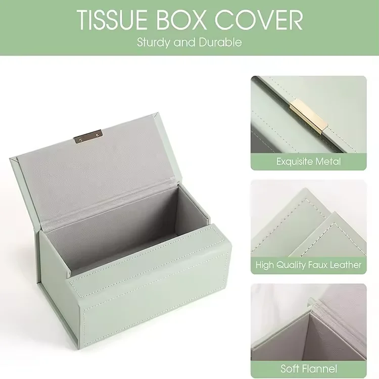 PU Leather Tissue Case Table Tissue Holder Magnet Tissue Box