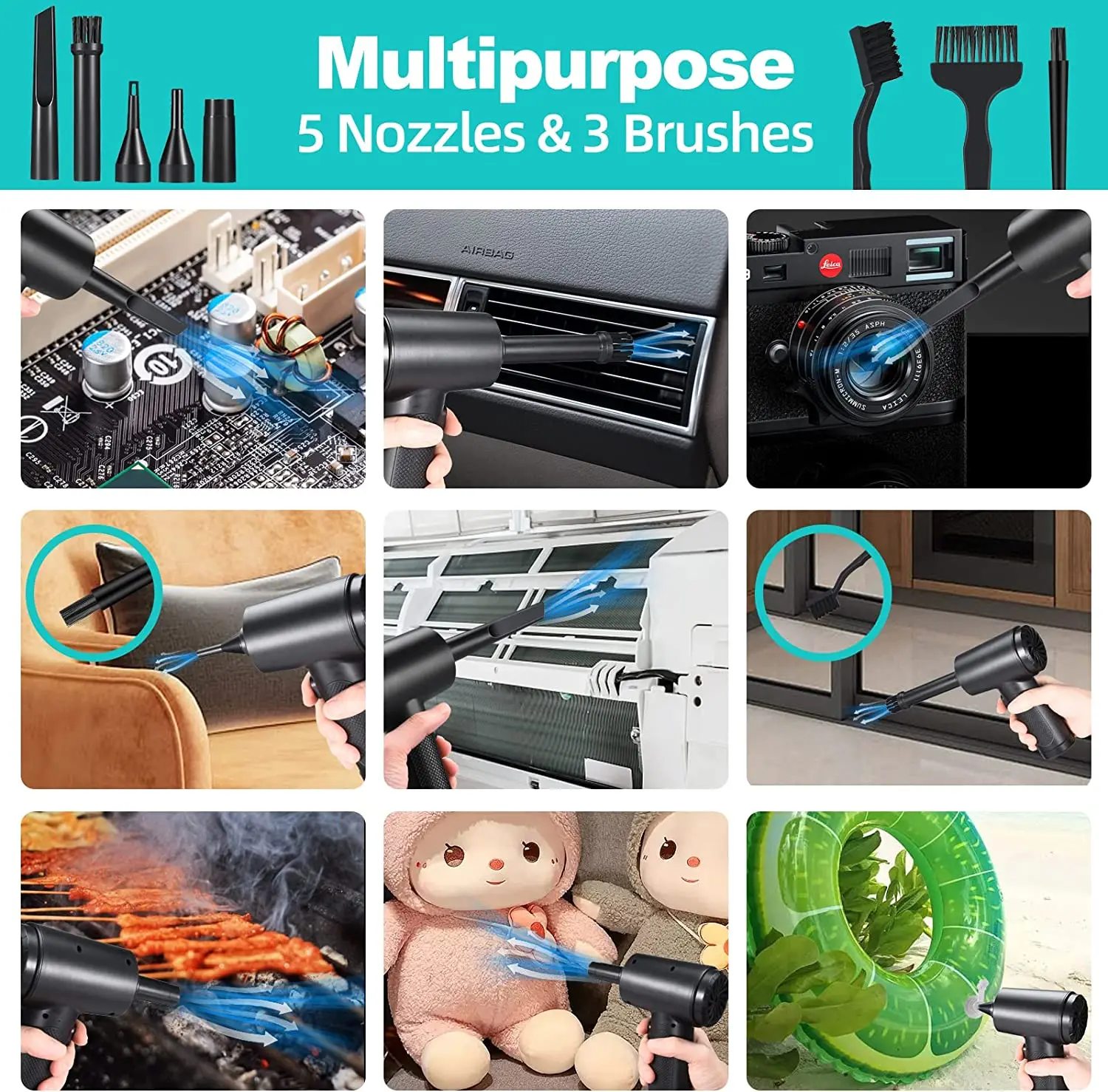 wireless handheld car vacuum cleaner portable cordless vacuum cleaner cars 51000rpm 7000pa electric air blower duster jet fan