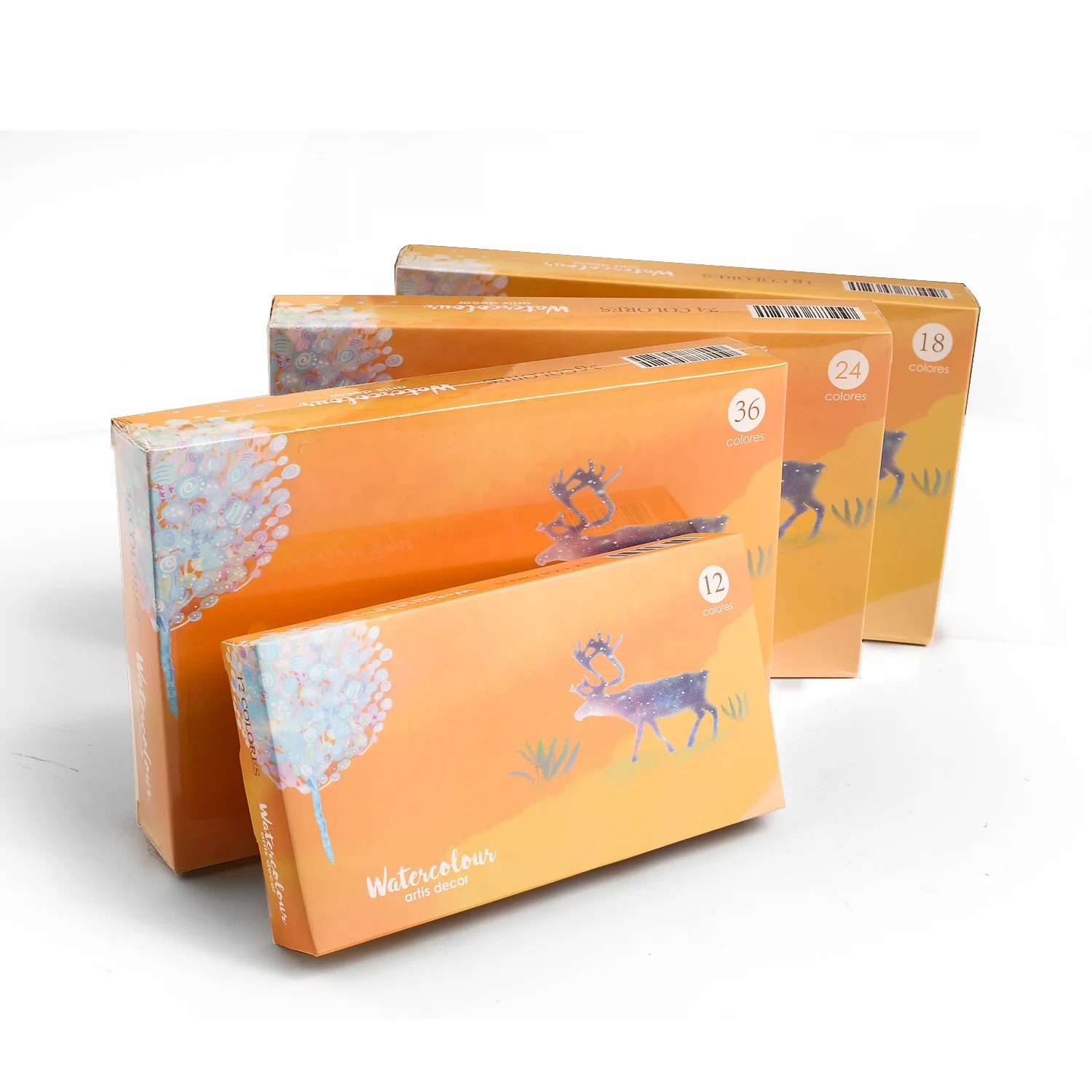 In Stock 12/18/24/36 Colors Professional Artist HalfPan Metallic Water Color Paint Cake Solid Watercolor Paint Set with Brush