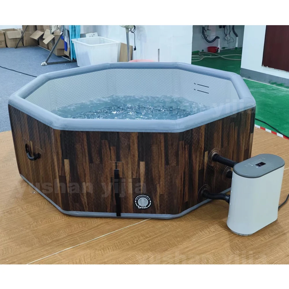 Hot Sale Inflatable Hot Tub Hexagon Shape Leisure Spa Tubs 4Persons Inflatable Bathtub Jacuzzi With Portable Heater