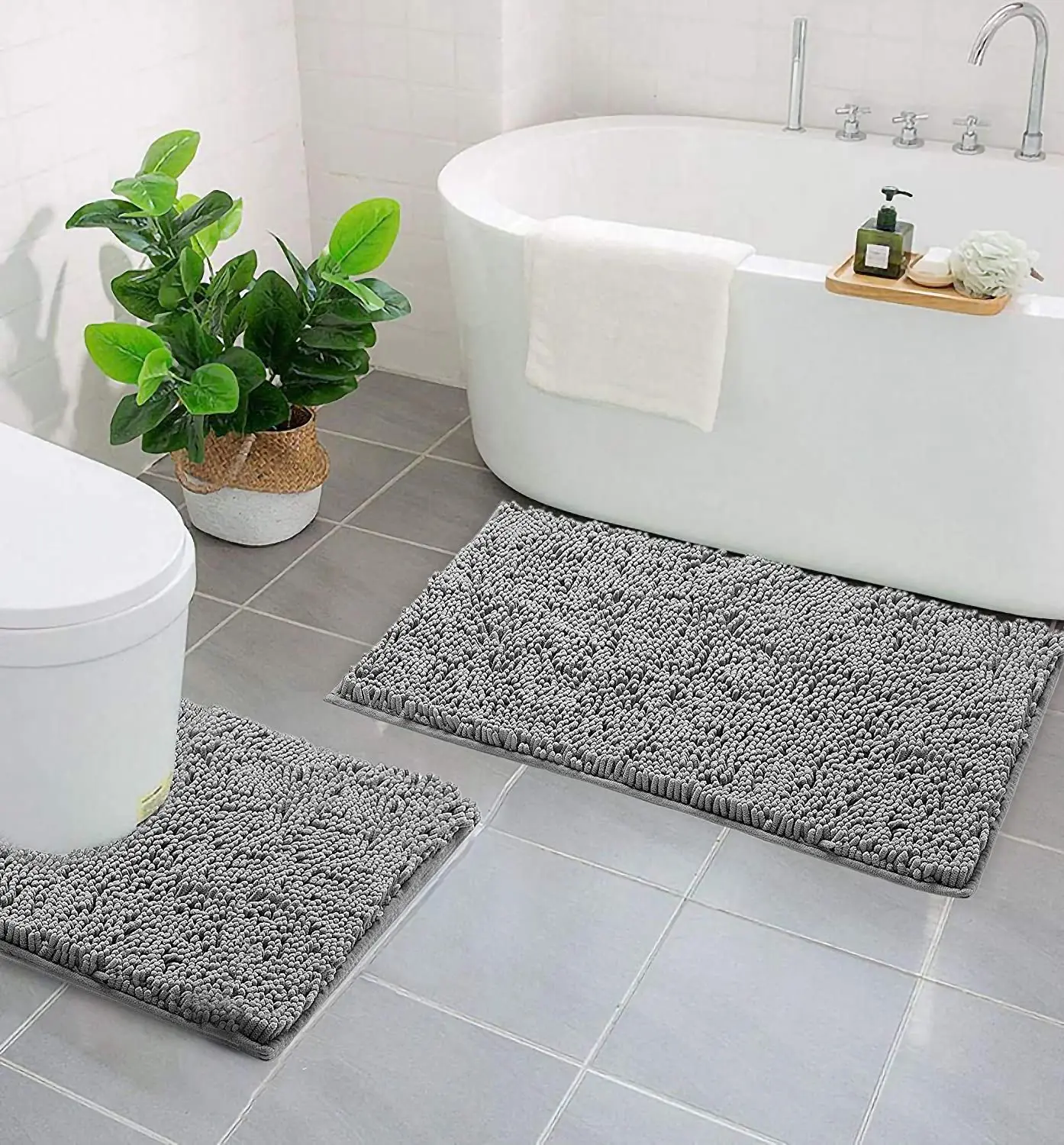 Click Extra Soft Bathroom Rug Mat Absorbent Shaggy Chenille Bath Rug Non Slip Plush Rugs For Bathroom