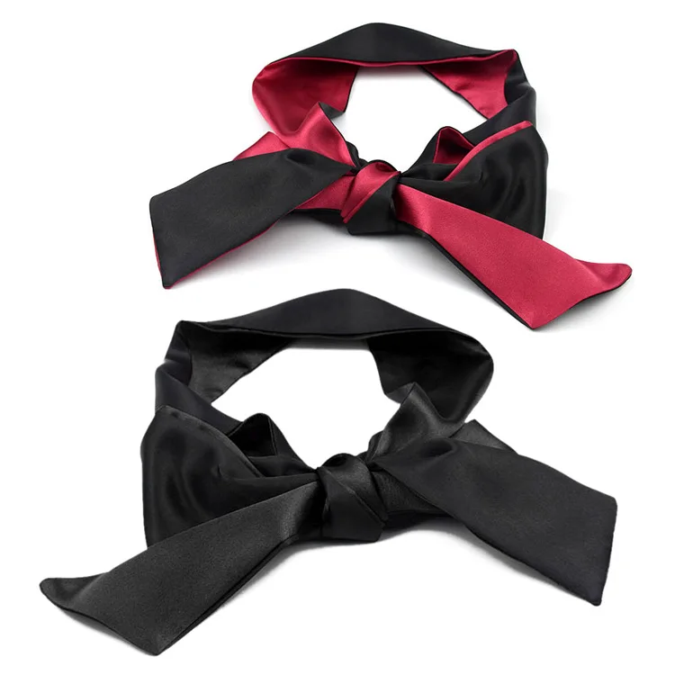 Sex Game bondage Accessories Double Sided Eye Patch Bondage Handcuff Flirtation Blindfold Silk Satin Ribbon Sexy Eye Mask