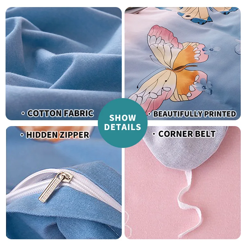 Custom Nordic Printed Four-Piece Bed Sheet Set Winter Warm Thicken King Size Duvet Cover With Pillowcases