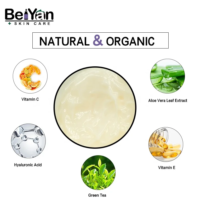 Private Label Vegan Vitamin C Moisturizer Cream 50ml with Green Tea Extracts for Dark Acne Scar Whitening Bleaching Anti-aging