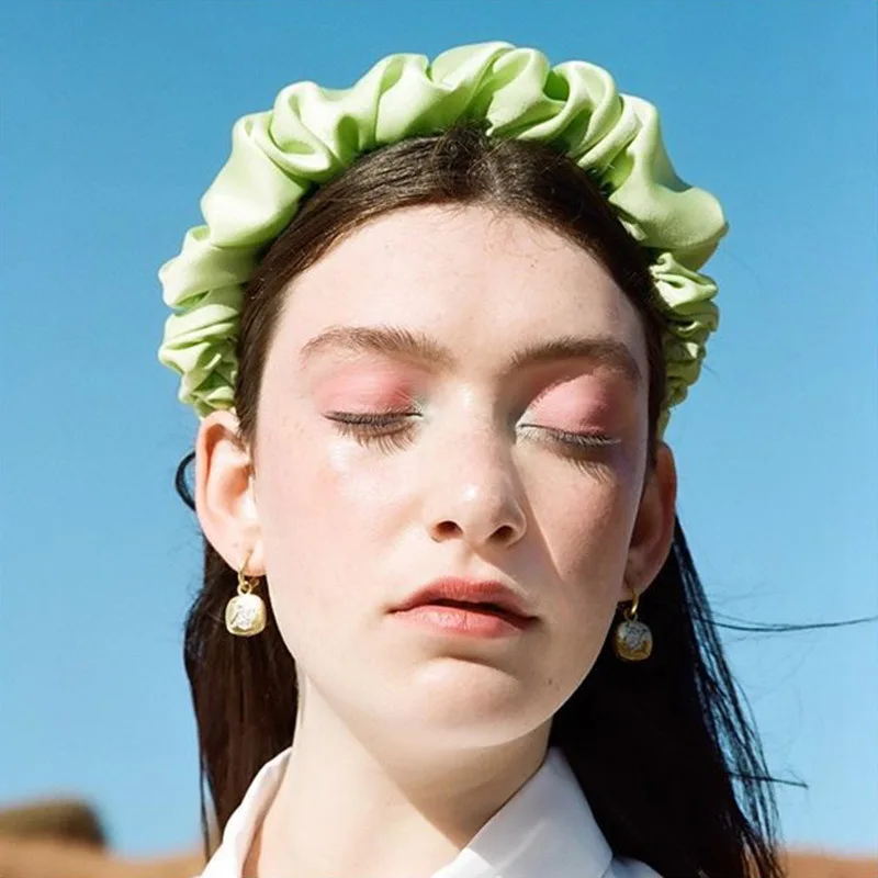 Cheap Products Crumpled Fabric Fluffy Hair Bands Satin Scrunchie Headband