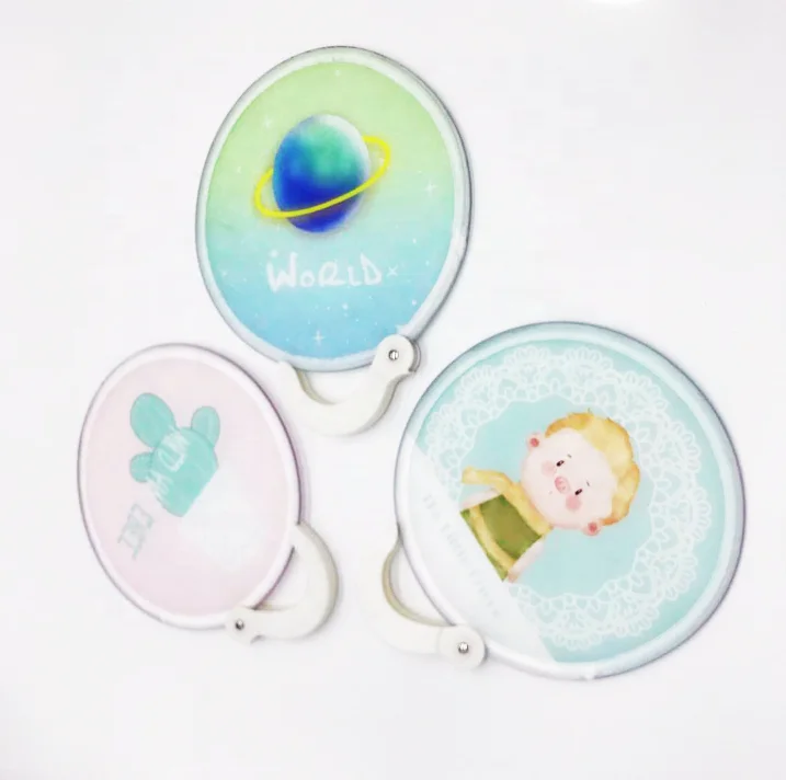 Eco material nylon round folding pocket fan customised hand fan