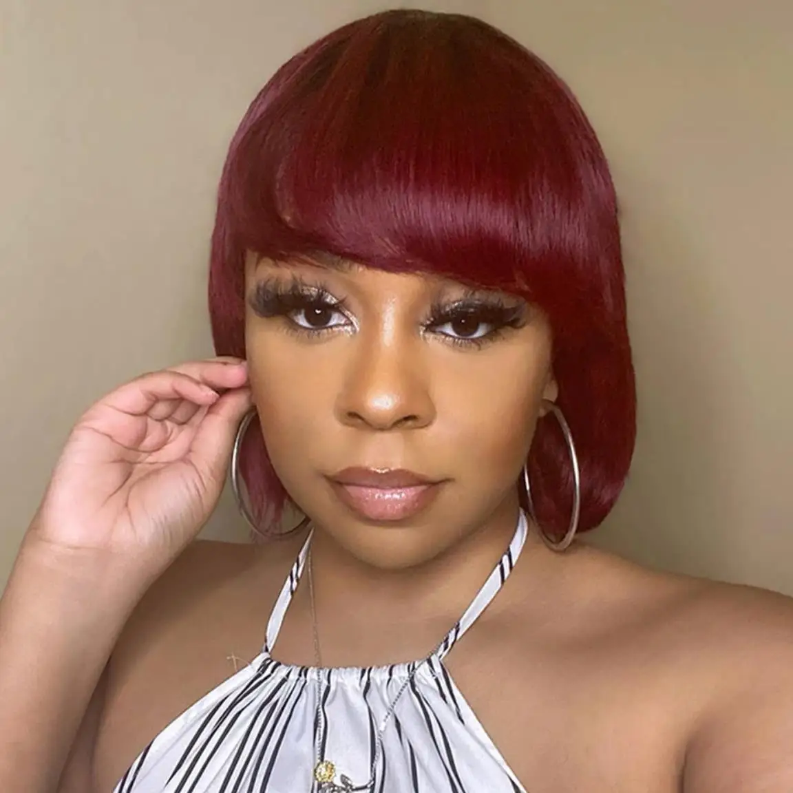 Wholesale Raw Peruvian Virgin Brazilian 10 Inch Blunt Cut Double Drawn Human Hair Vietnamese Pre Plucked Bob Wig