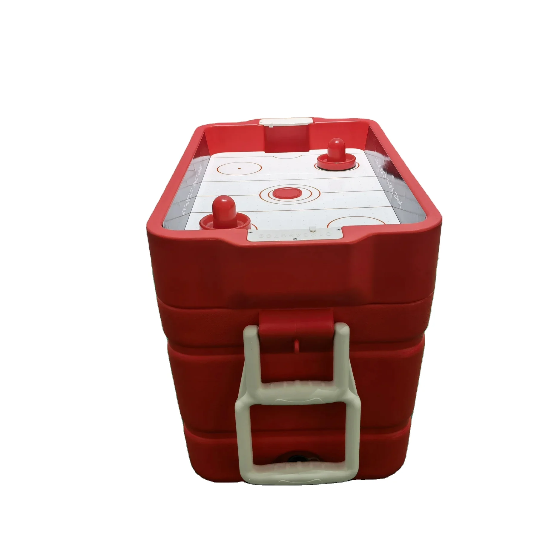 Air Hockey Game Table Cooler Box with Mini Ice Hockey Game on top
