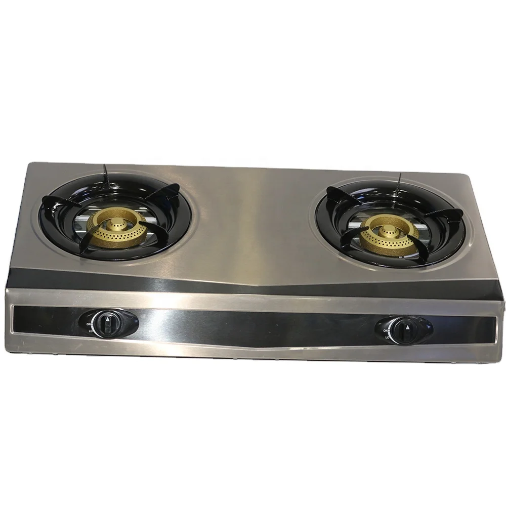 Low Price Gas Burner Stainless Steel Body Double Cast Iron Burner 2 burner Gas Cooktop Products Manufacturers