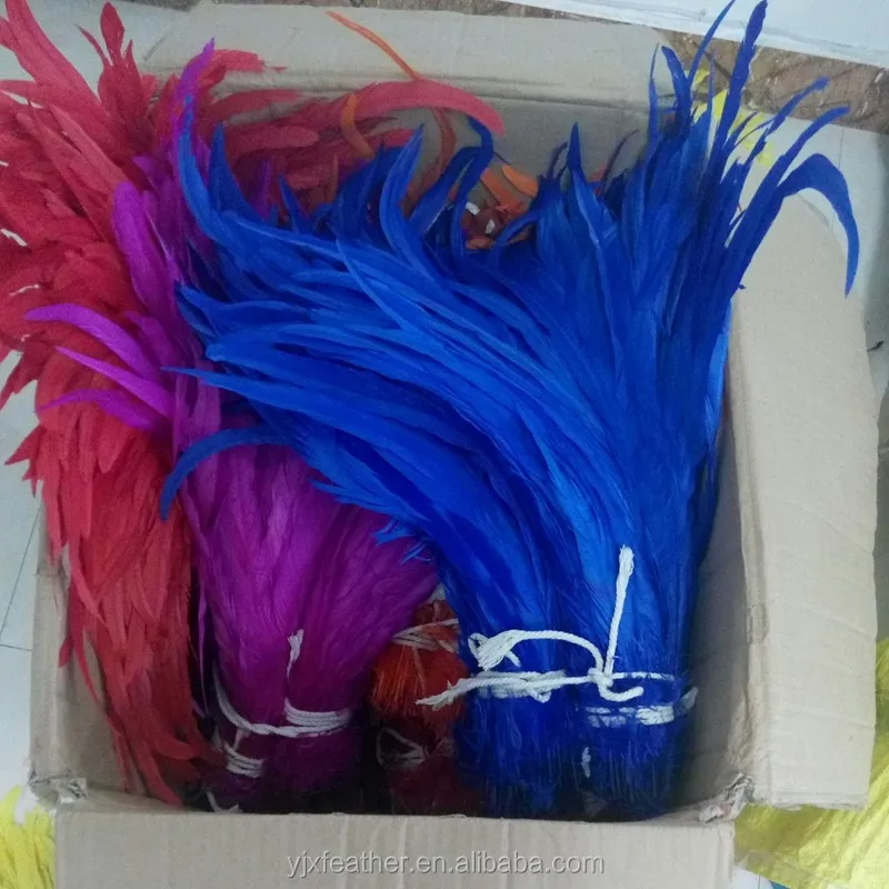 Hot sale DIY dyed colored 30-35cm rooster tail feather chicken feather for Decorations