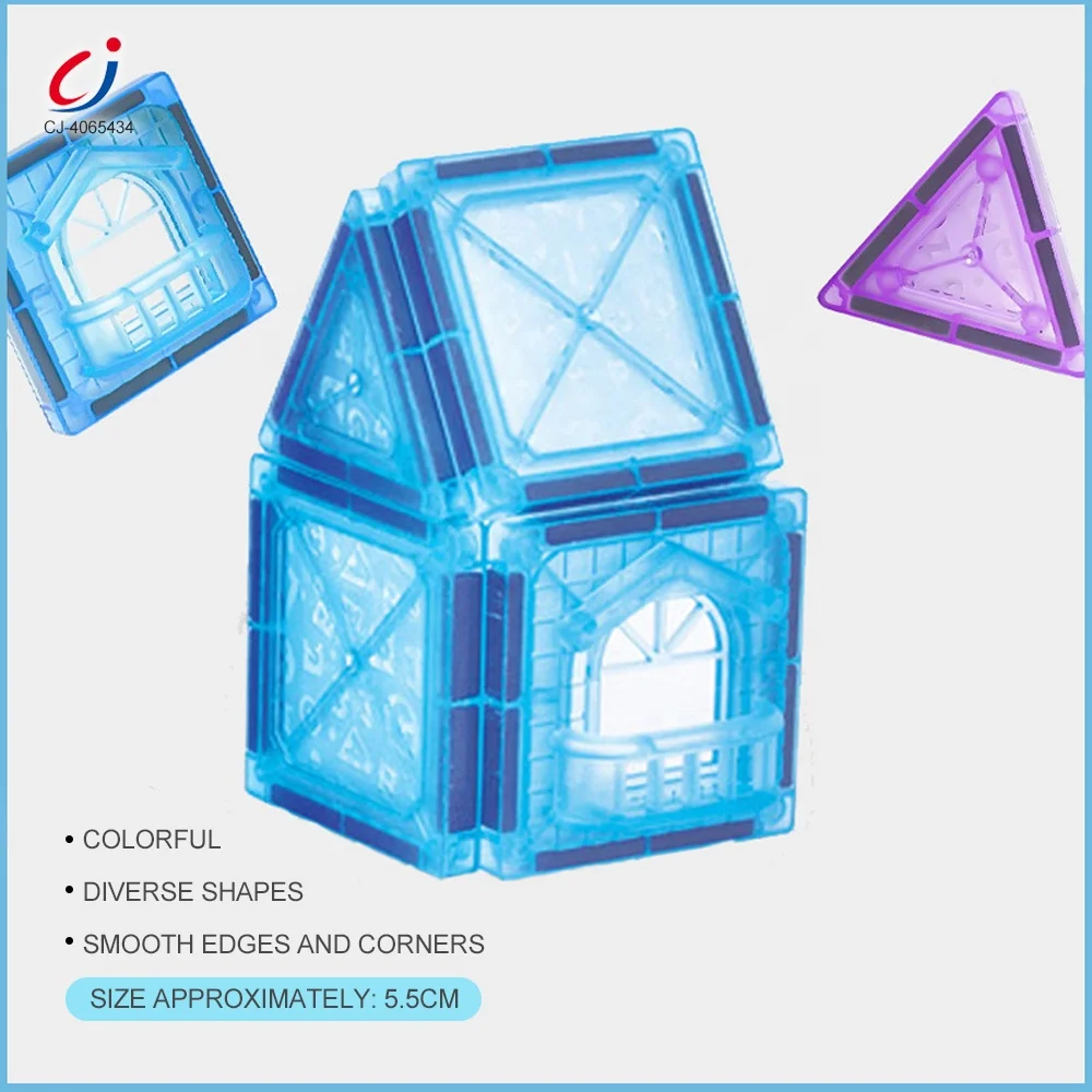 Chengji mini magnetic building blocks plastic color window 3d diy ice castle construction 52pcs magnetic building blocks