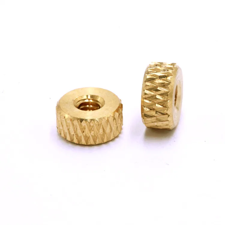 
Zine Plated Flat Head Round Straight Knurled Inserts Nuts with Collar M4 