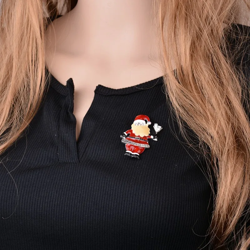 Custom Cute Cartoon Santa Claus Christmas Tree Boots Wreath Heart Enamel Christmas Brooches