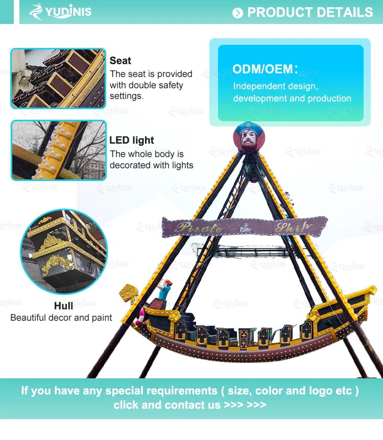 Funfair Attraction Park Equipment Fairground Amusement Park Games Pirate Ship Rides for Sale