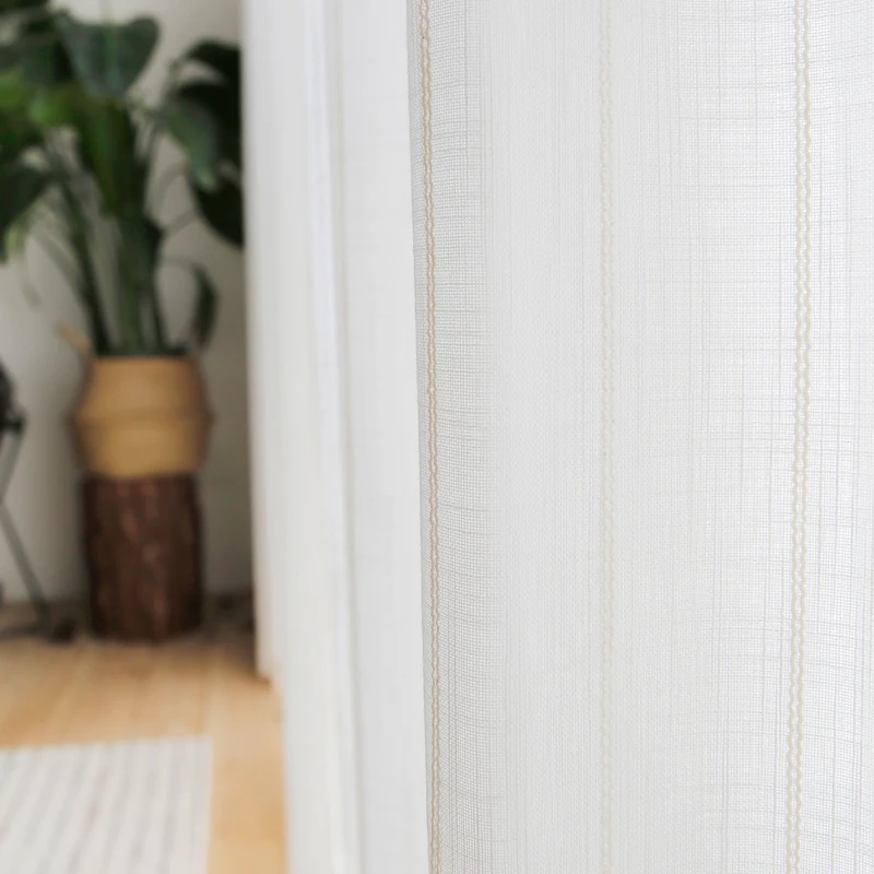 Innermor Modern Striped rideau salon White Color Tulle Sheer for bedroom Window Cortina Custom Size Voile Panel