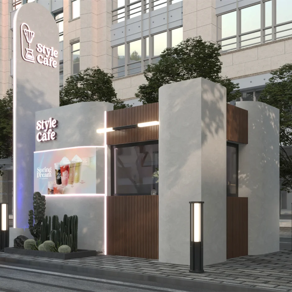 Bubble Tea Kiosk Hot Mall Food Mobile Kiosk Drink Juice Bar Display Counter Furniture showcase For Cafe Kiosk