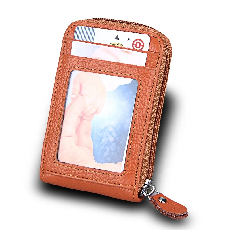 
Stylish High-end Leather Card Pouch for Women Mini Card Organizer for Girls RFID Blocking Genuine Leather Card Holder Wallet 