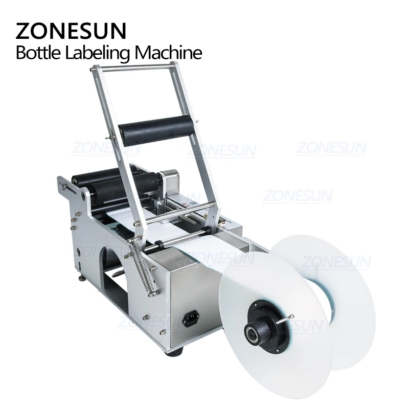 ZONESUN Semi Automatic TB-50 Round Plastic Water Wine Beer Cans Tube Vial Pet Glass Bottle Labeling Machine