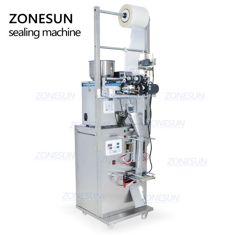 ZONESUN Food Coffee Bean Grain Automatic Weighing Packaging Machine Powder Filling Machine Bag Back Side Seal With Date Printer