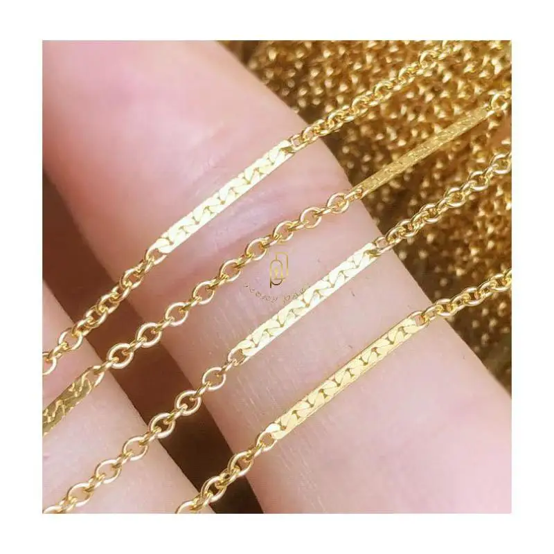 GP dapped bar bulk chain S925 silver 14k gold filled unfinished textured bar link permanent jewelry chains cable with flat bar
