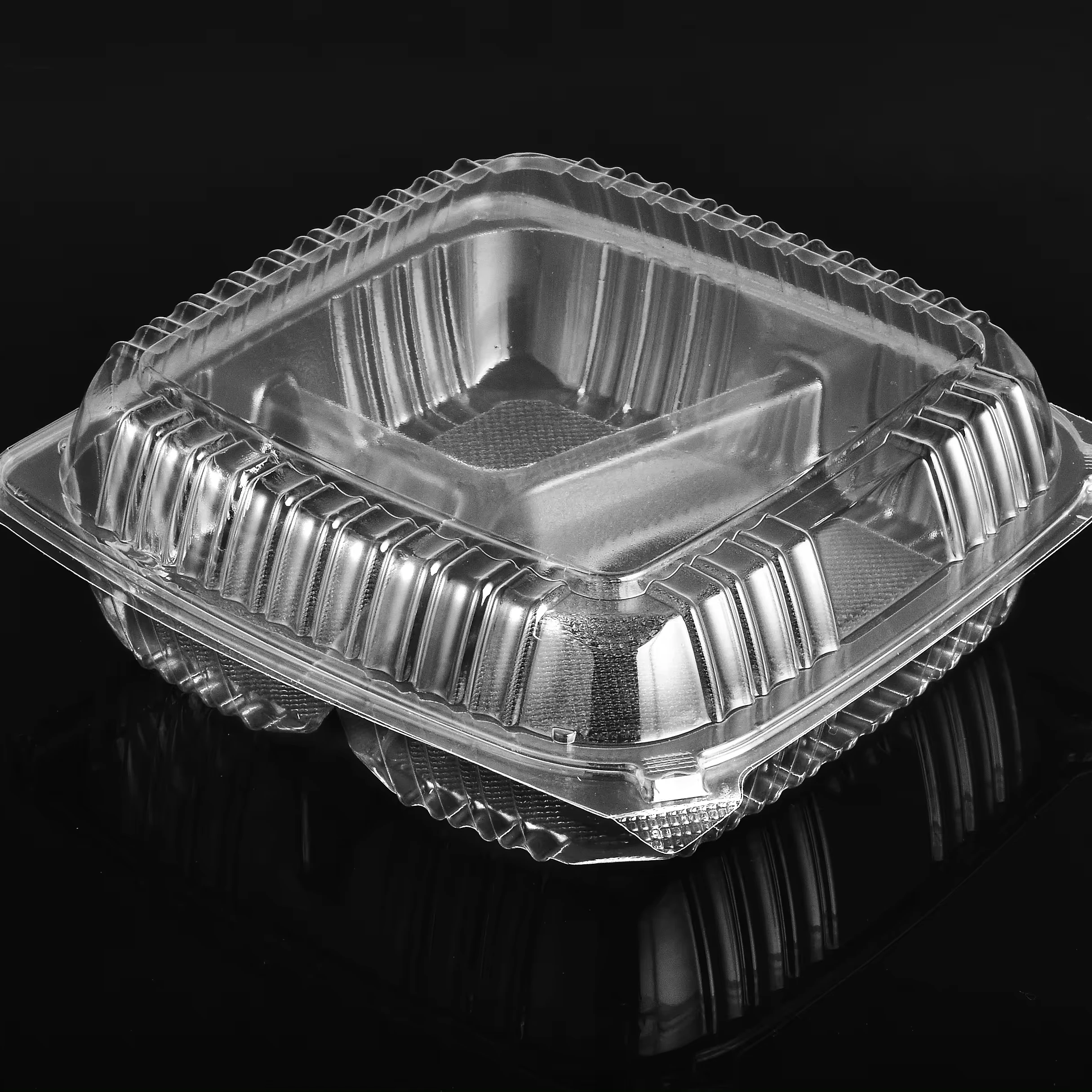 Clear Food Containers Lids Clamshell Bops Take Out Tray Plastic Hinged Takeout Box