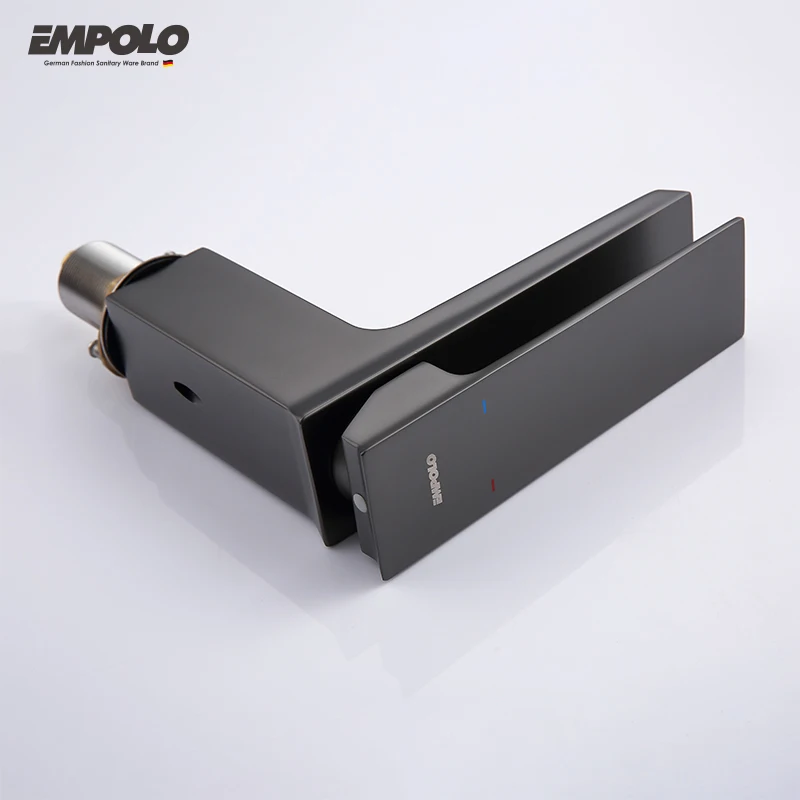 Single Handle Copper Waterfall Faucet On Deck cUPC Lead Free North America Brass Black Faucet Bathroom Sink Faucet