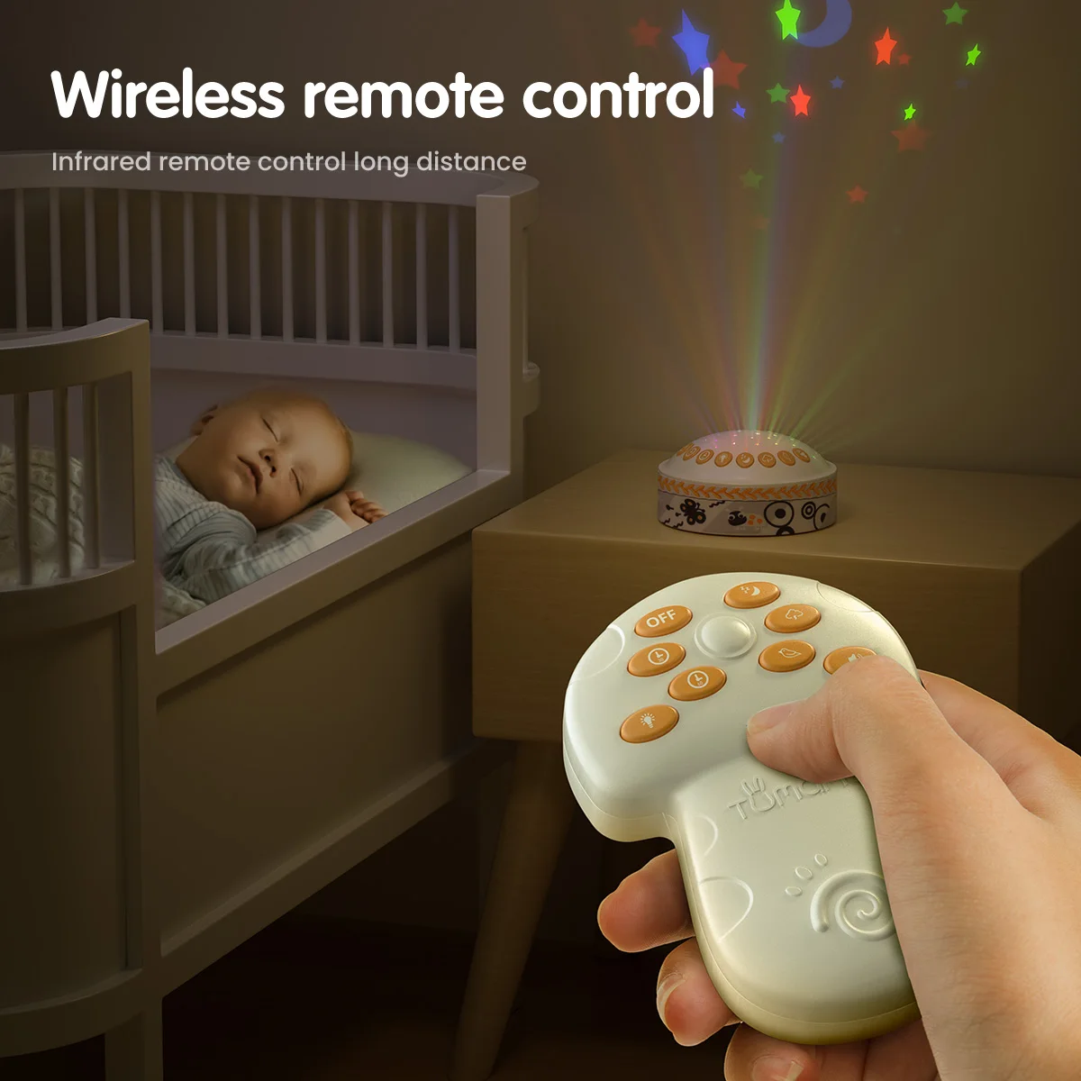 Tumama Kids Projection Night Lights Lullaby & Nature Sounds White Noise Machine Remote Control for Sleep Babies Bedroom