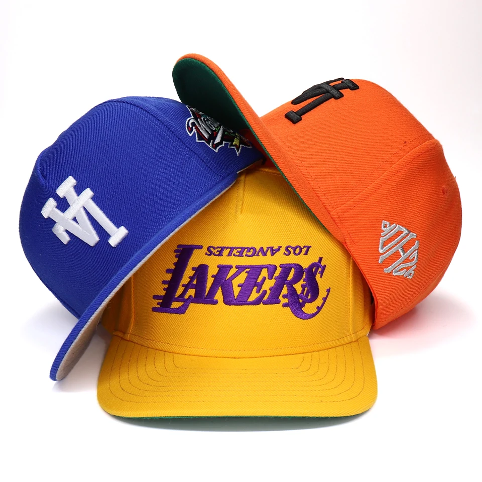 custom colorful 3D embroidery logo acrylic snapback caps 6 panel mens hats