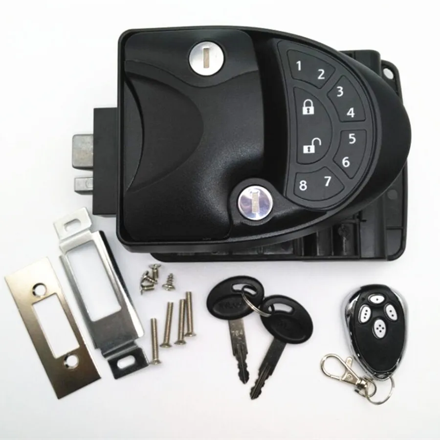 RV Keyless Entry Door Lock Latch Handle Knob Deadbolt Camper Trailer w/ Remote RVLock Key Fob and RH Compact