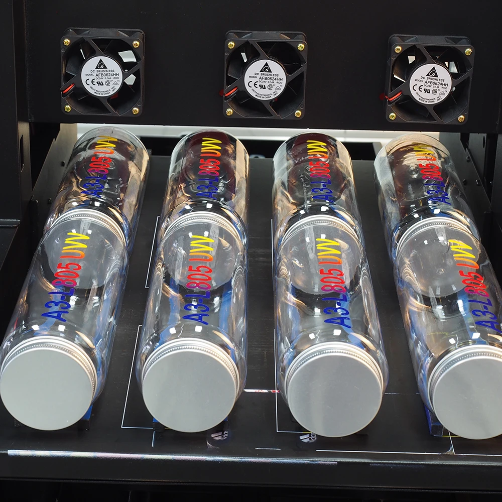 New High Quality UV Bottle Printer FREE Rotary Attachment A3 Size Inkjet Cylinder UV Flatbed Printer