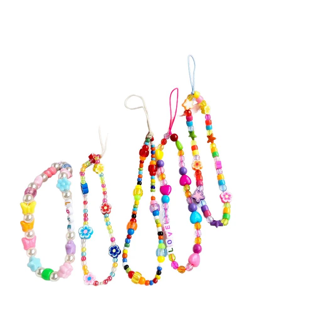 New creative fashion acrylic mobile phone chain multi-color eyes DIY mobile phone chain key chain custom