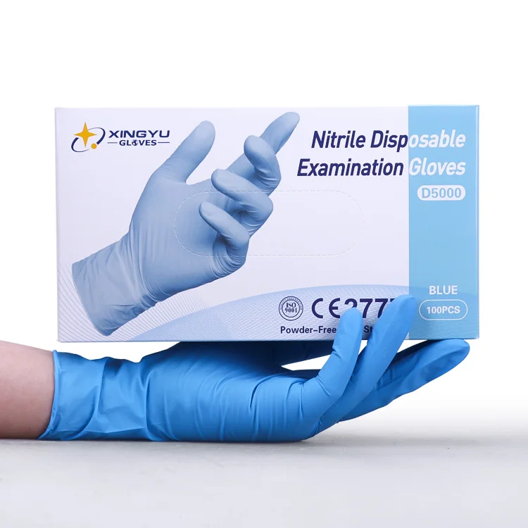 High Weight Nitrile Disposable Glove Food Nitrile Examination Gloves Blue Disposable Powder Free  Disposable Nitrile Gloves
