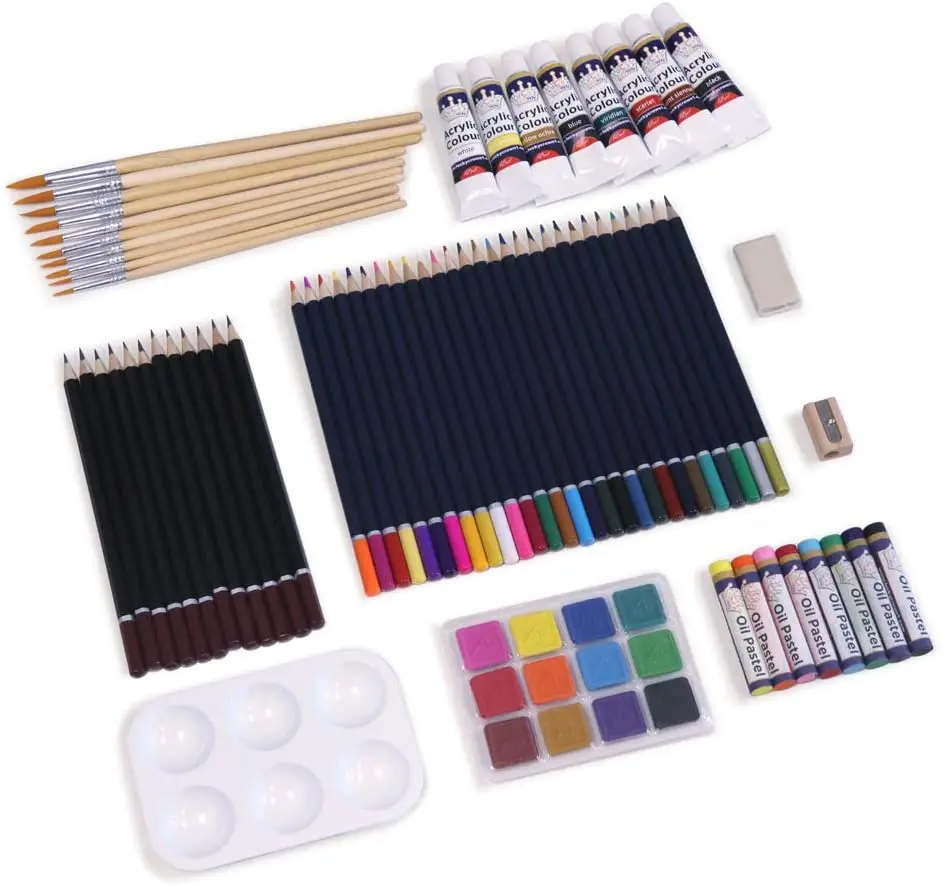 Art Supplies Set wi Portable Wooden Case Professional Art Set  83 Pieces Deluxe Art Set for Painting