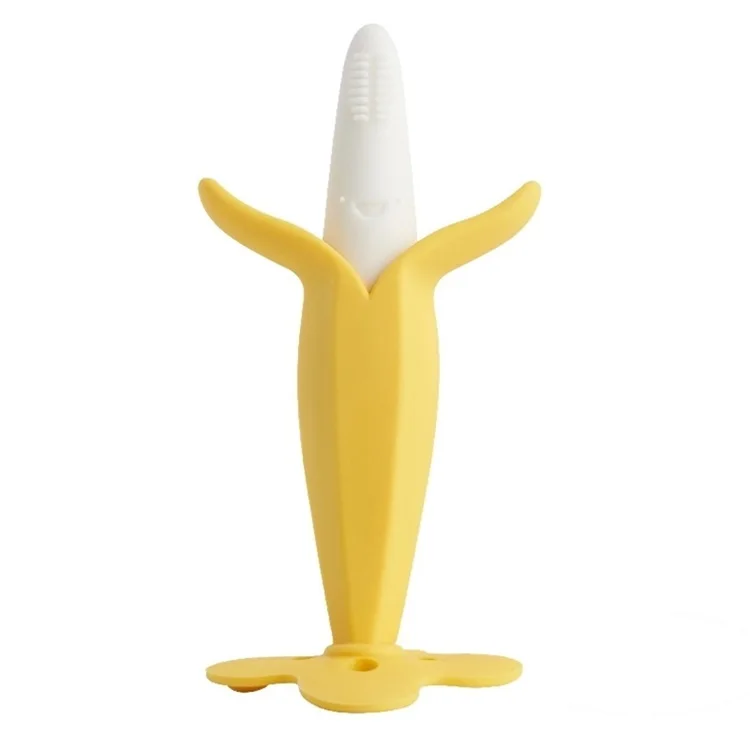 Wholesale BPA Free Soft Silicone Baby Teether Toy Banana Teether Baby Toothbrush