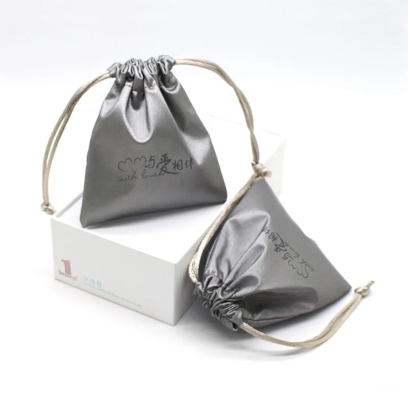 
Wholesale Custom Gift Luxury Dust Pouch Bag for Handbags Silk Satin Drawstring Bags with Logo 