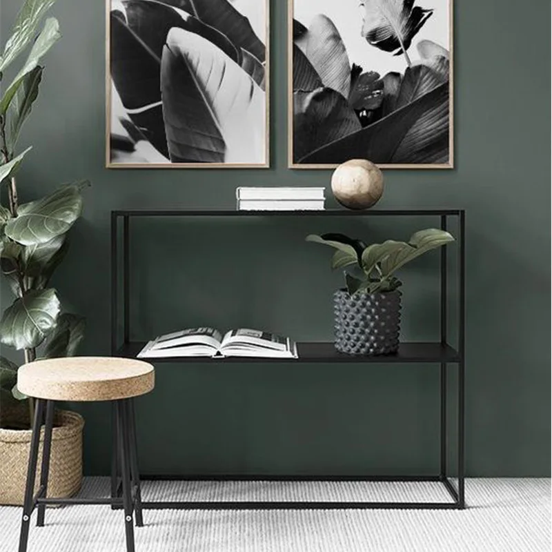 Modern Nordic Metal Light Luxury Bookshelf  Multi-layer storage  2-tier Simple Wall Stand Modern Console Table