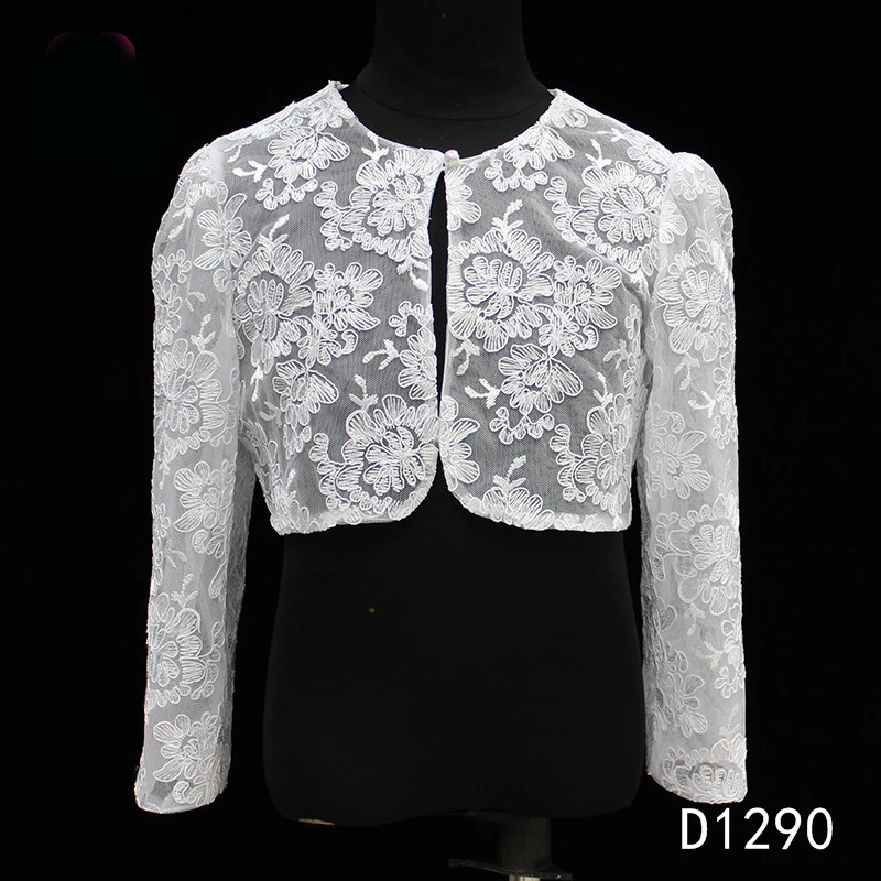 D1290  Dress shawl Advanced Embroidery Lace Jacket/Bolero Pattern of flower for Wedding Bride or Flower Girl Dress shawl