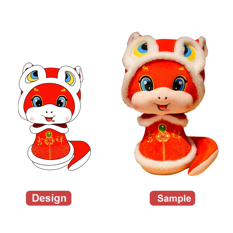 Custom Chinese New Year Snake dance dragon dance lion snake plush toy hug pillow cute auspicious stuffed toy