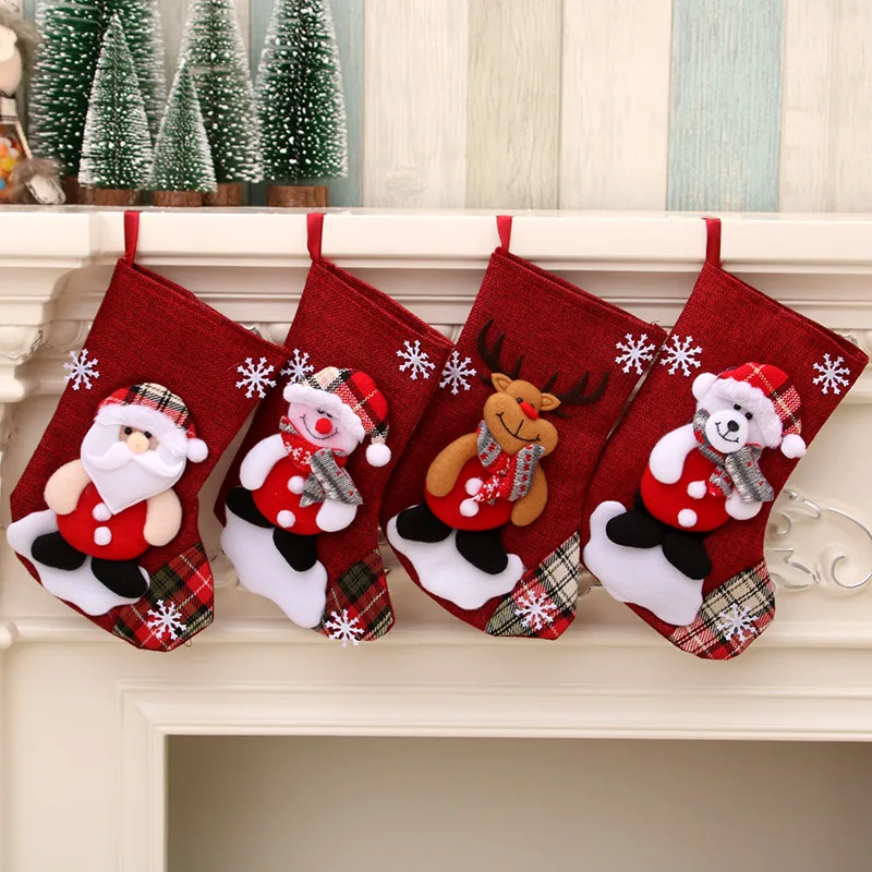 Hot Selling Christmas candy gift packaging decorations Santa Claus snowman Christmas socks