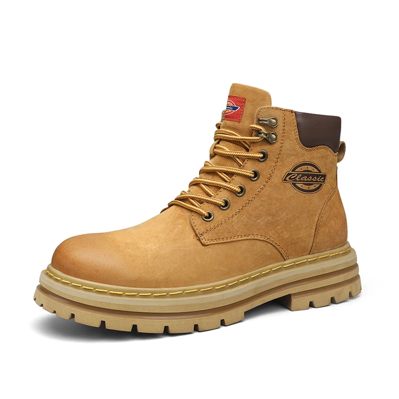 Accept OEM In Ready Stock Handmade Pure Real Genuine Leather High Top Waterproof Men Outdoor Snow Winter Boots