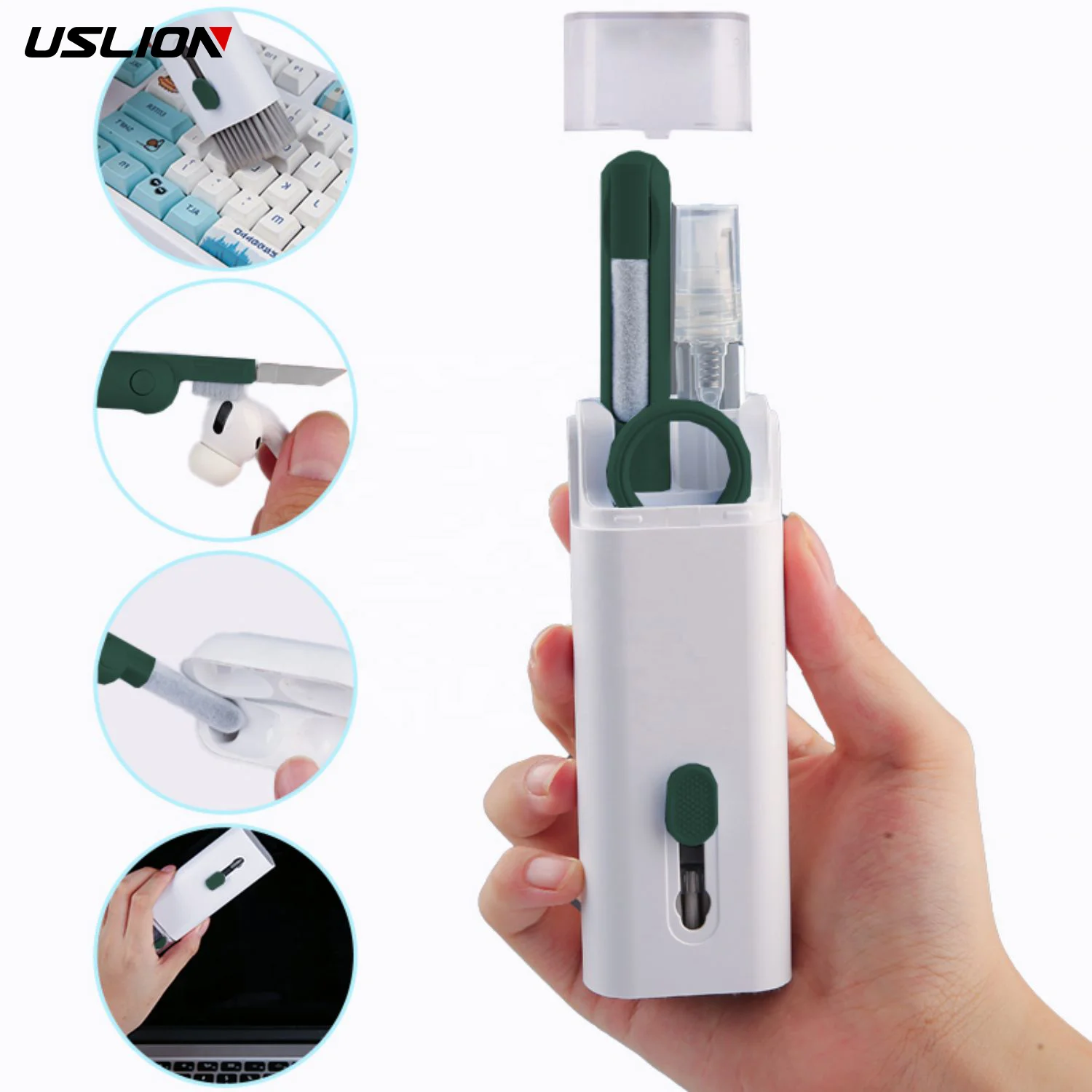 USLION 7-in-1 Computer Keyboard Cleaner Brush Kit Earphone Cleaning Pen Headset Cleaning Tool Keycaps Puller
