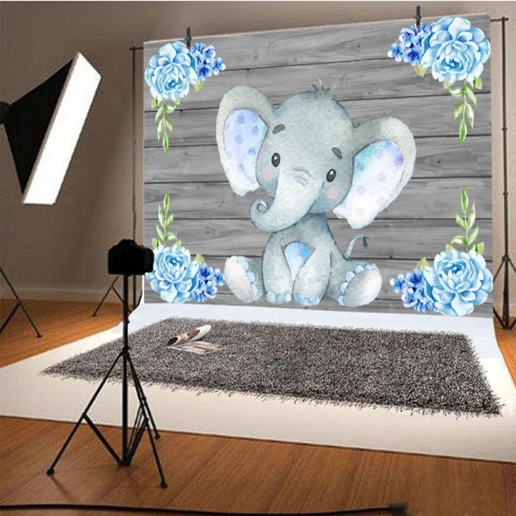 Elephant Baby Shower Backdrop Elephant Photography Background 7x5ft Elephant Birthday Party Banner Backdrops