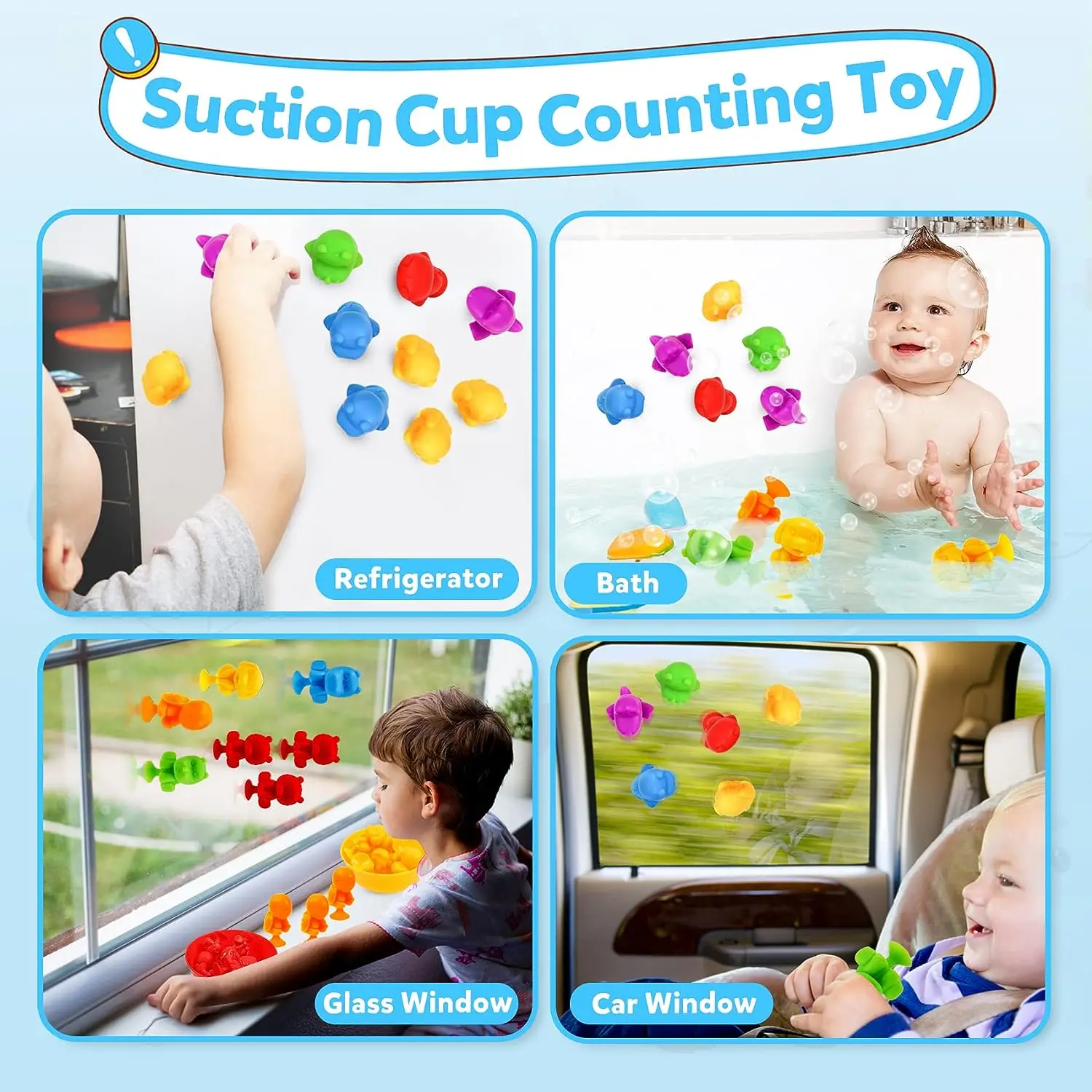 Монтессори сортировка цветов и подсчет животных игры для дошкольников математика обучающая игрушка на присоске Игрушки ванны развивающие